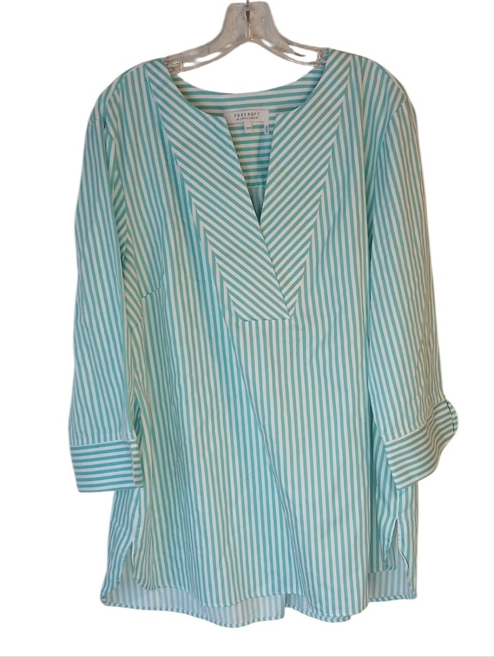 Foxcroft For Appleseed's Striped Tunic Blouse Size 22W